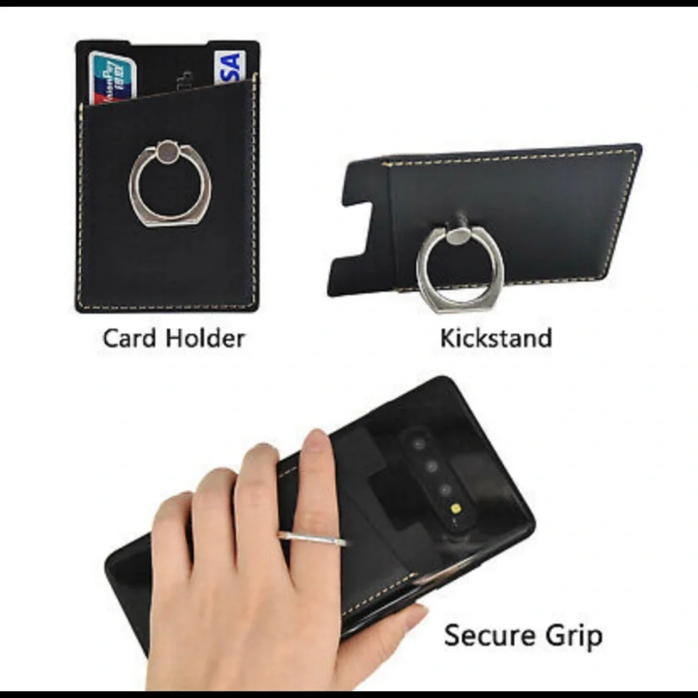 🆕Vegan Leather/Silicone📱Ring and Card Holder